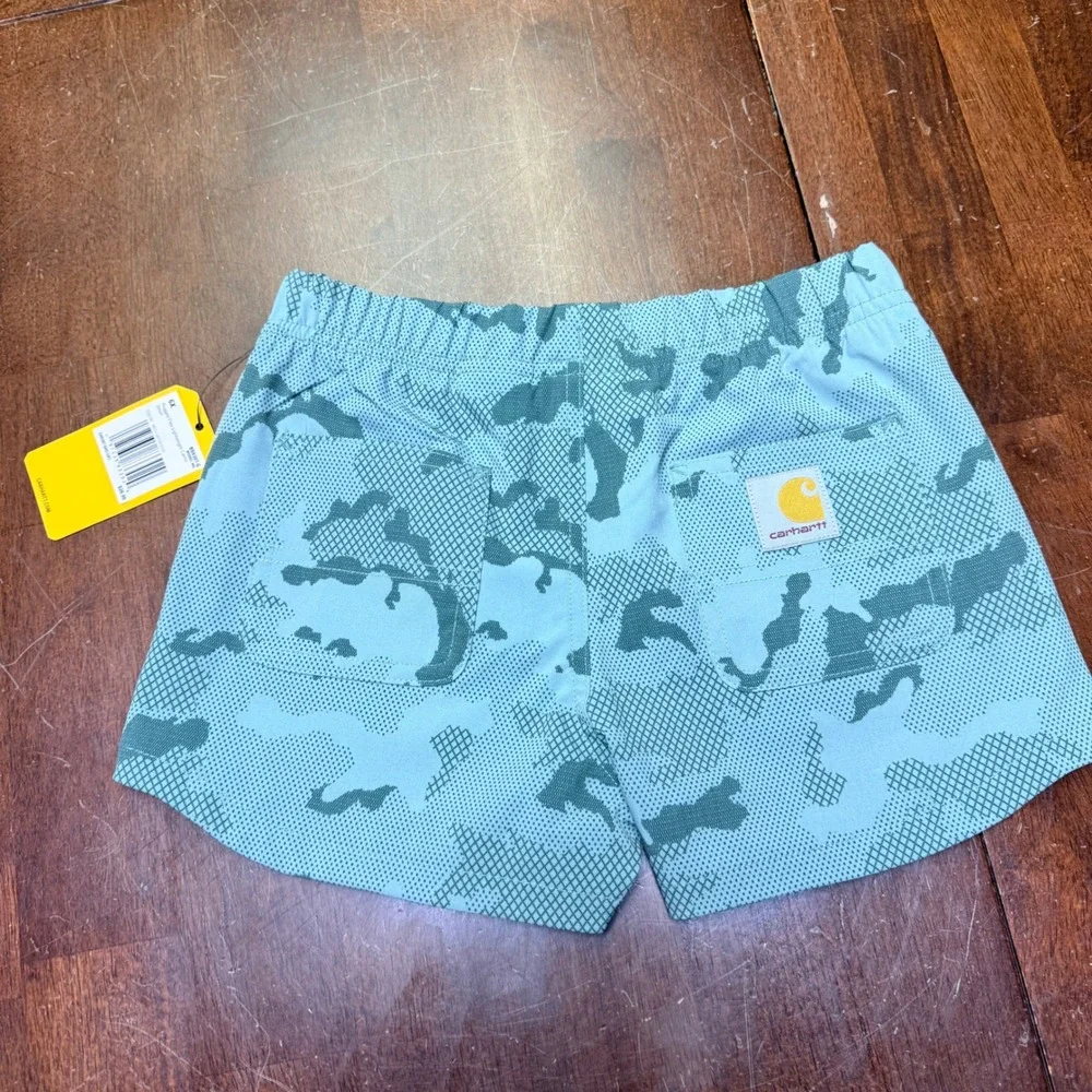 Carhartt Rugged Flex‎ Camo Shorts Kids 6X Teal Lightweight BS9307